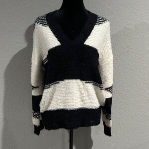 Black and White Striped Women's Sweater